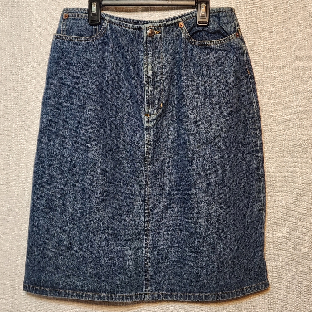 Crossroads Denim Skirt Dark "Dirty" Wash Cotton Size 10